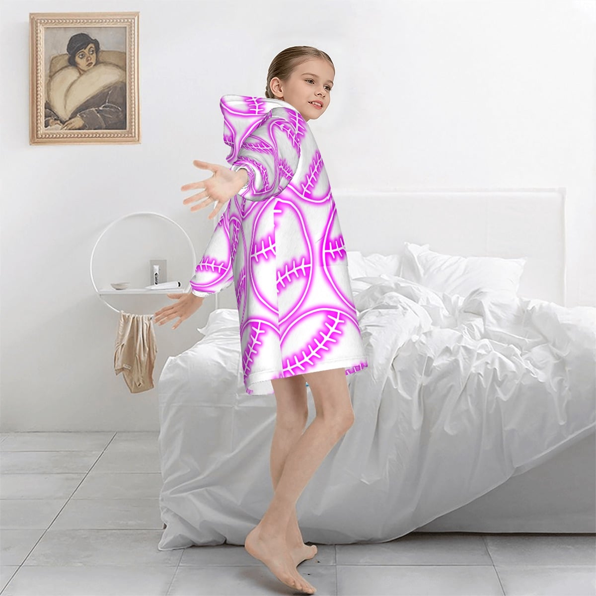 Youth Blanket Sweatshirt - Neon Pink Baseball