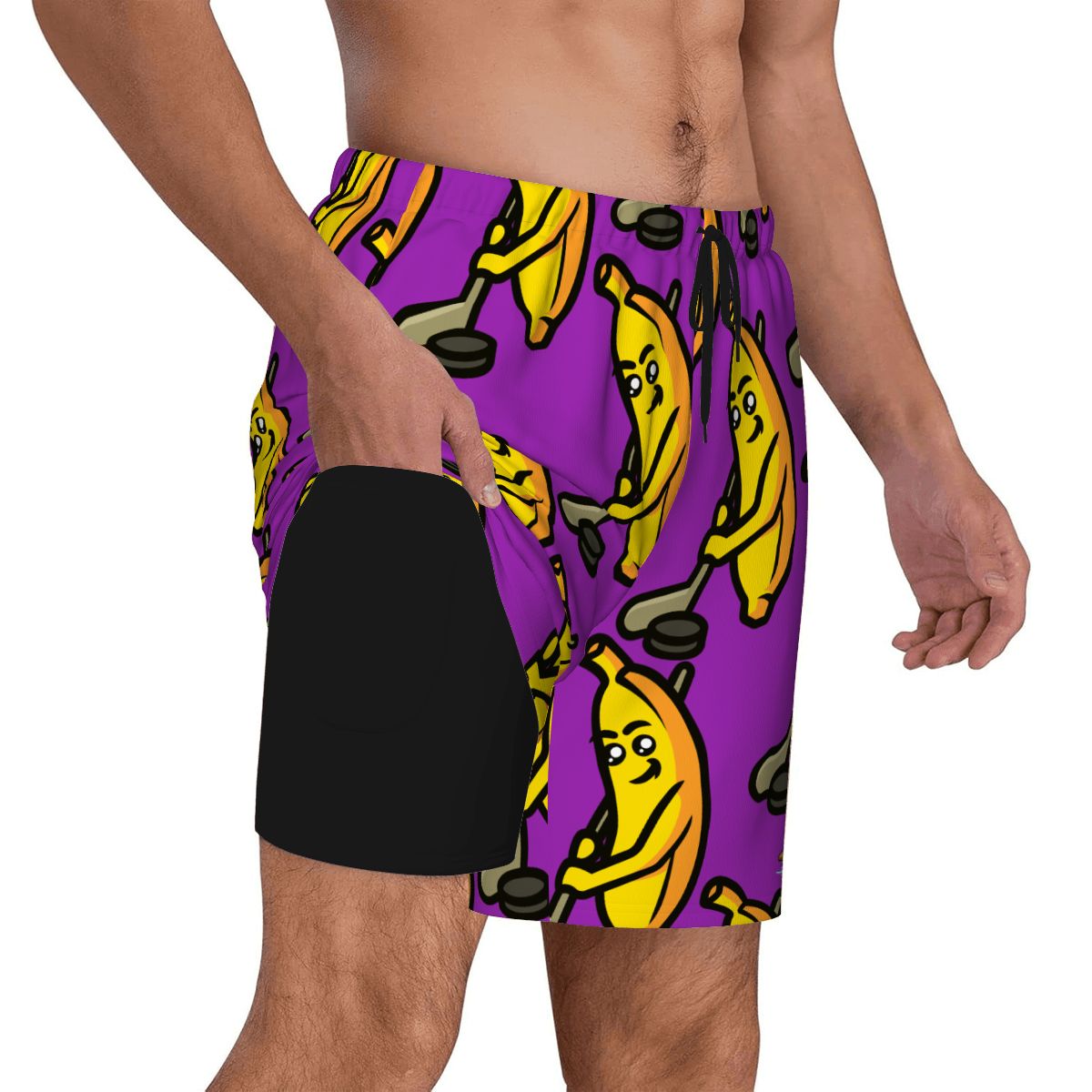 W2W Pro Mesh Hybrid Shorts - Bananas for Hockey Purple
