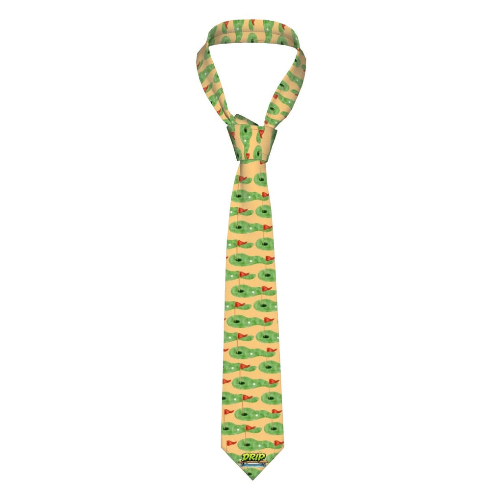 Game Day Tie - Golf Hole and Flag Gold