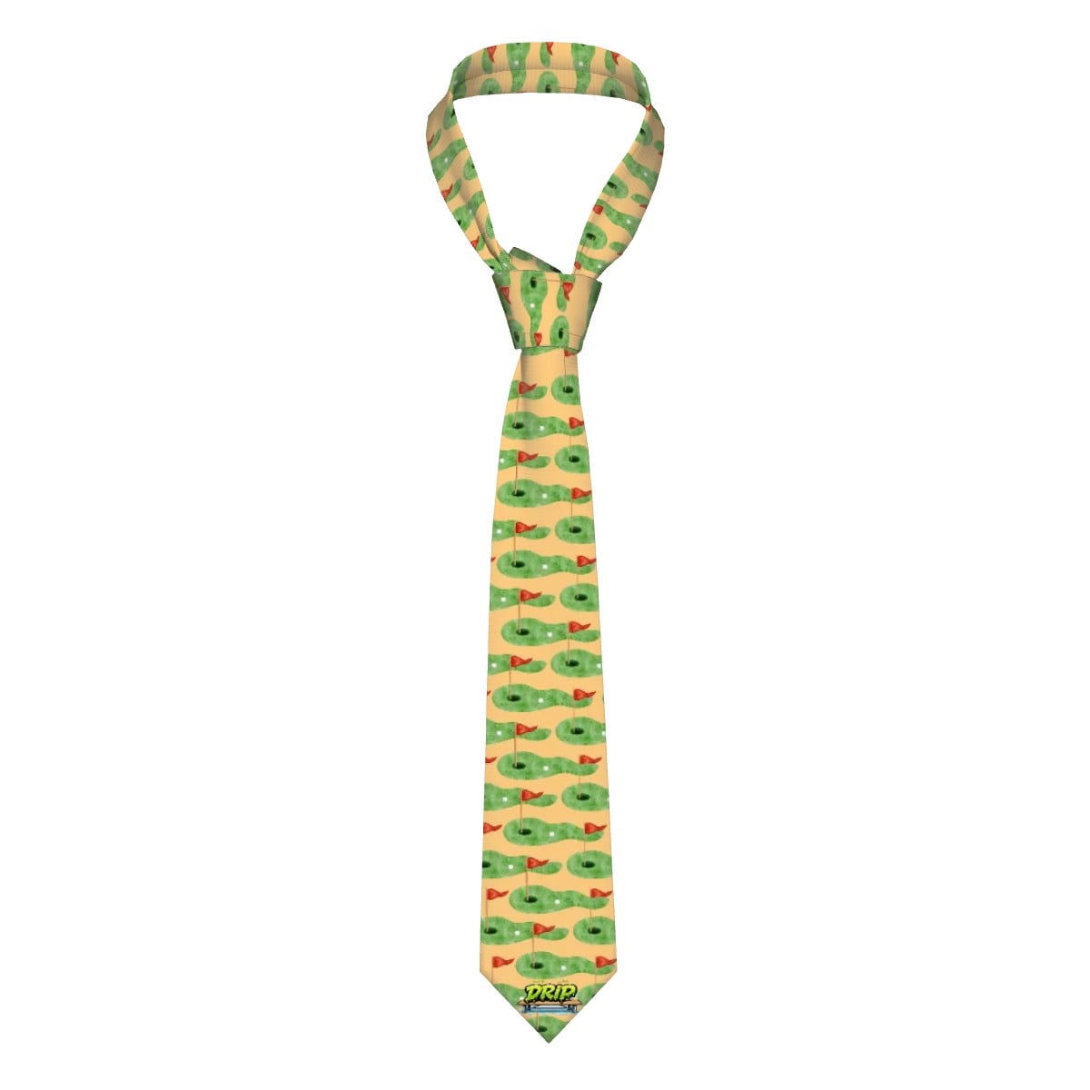Game Day Tie - Golf Hole and Flag Gold