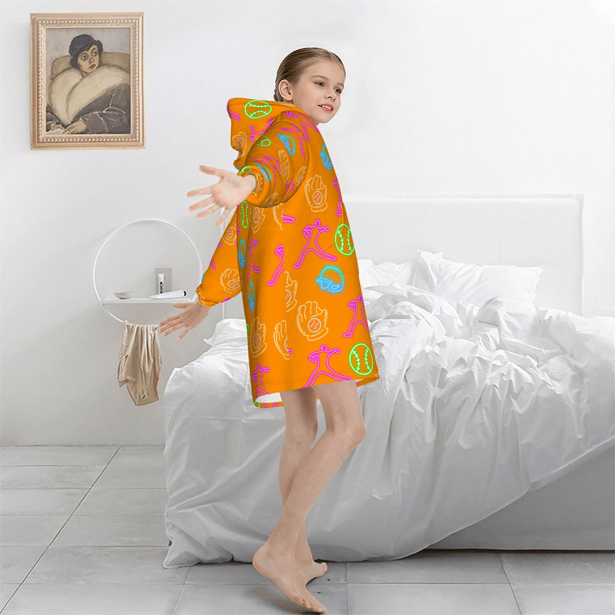 Youth Blanket Sweatshirt - Orange Neon Lights