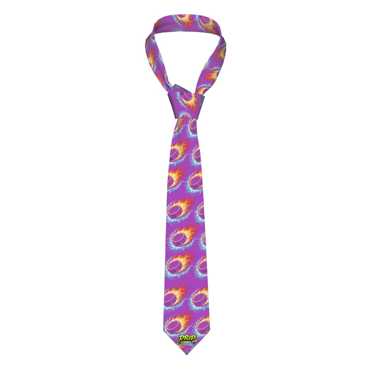 Game Day Tie - Flamin Hockey Pucks Purple