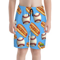Youth Swim Shorts - Baseball and Hotdogs Blue