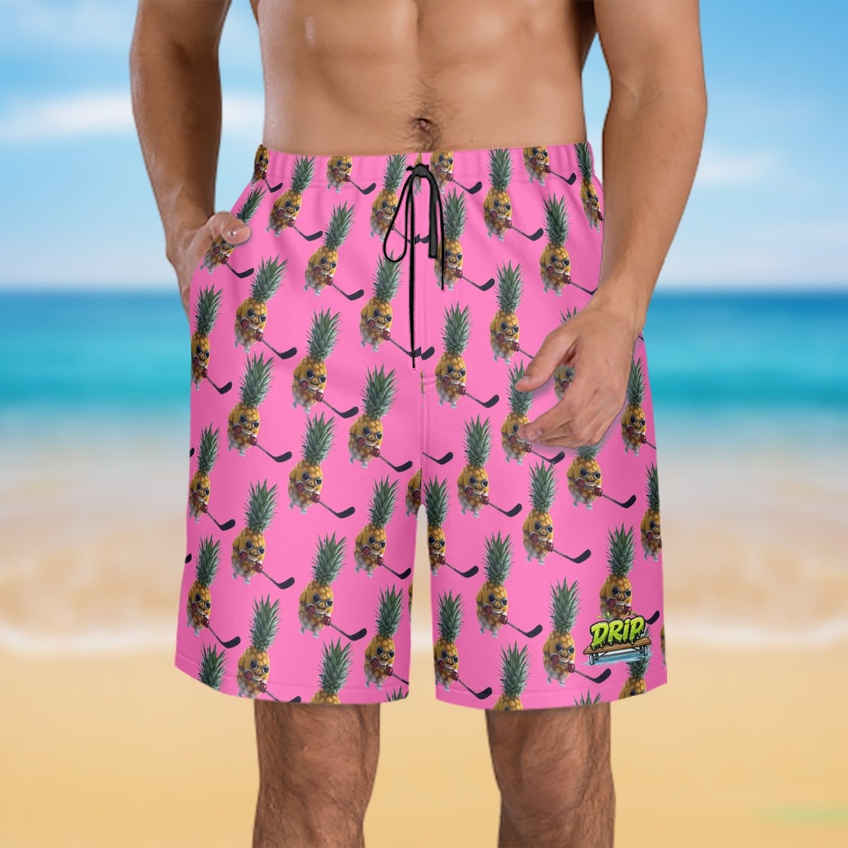 Men/Teen Swim Shorts - Piney Snipes Pink