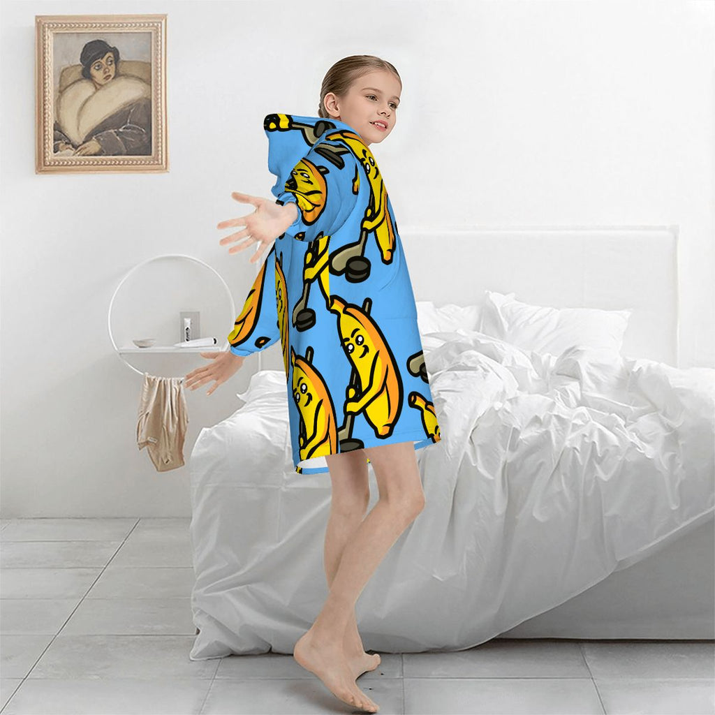 Youth Blanket Sweatshirt - Bananas for Hockey Sky Blue