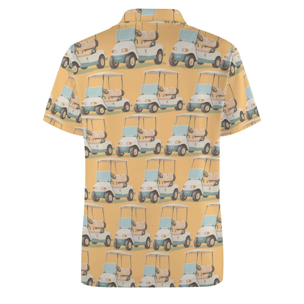 Uncle Golf Shirt - Golf Cart Sketch Vintage Gold