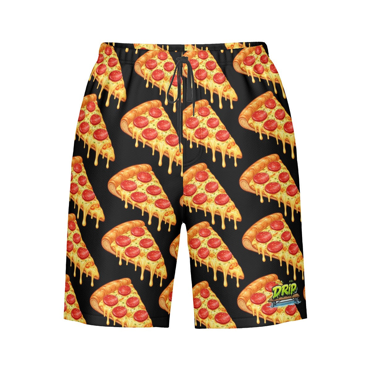 Men/Teen Swim Shorts - Pizza Black