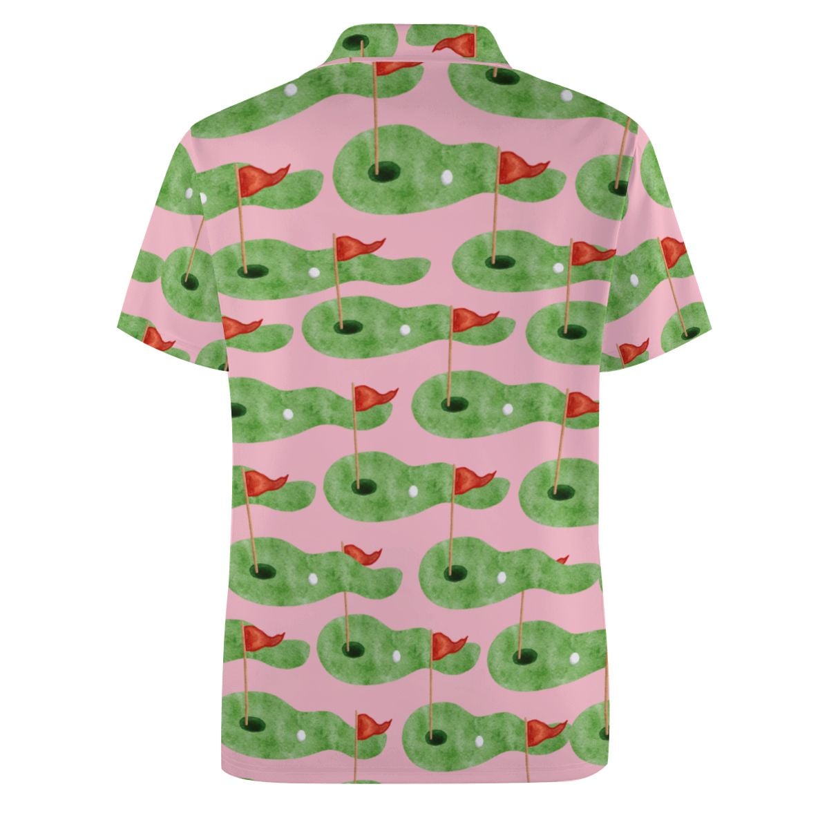 Uncle Golf Shirt - Green Hole Flag Sketch Pink
