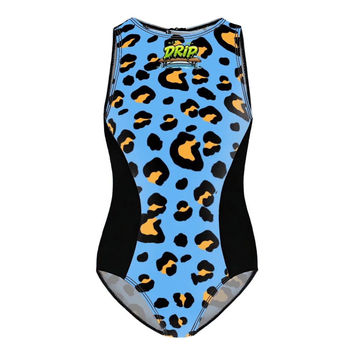 Girls One Piece Swimsuits - Drip Bench Leopard Sky Blue