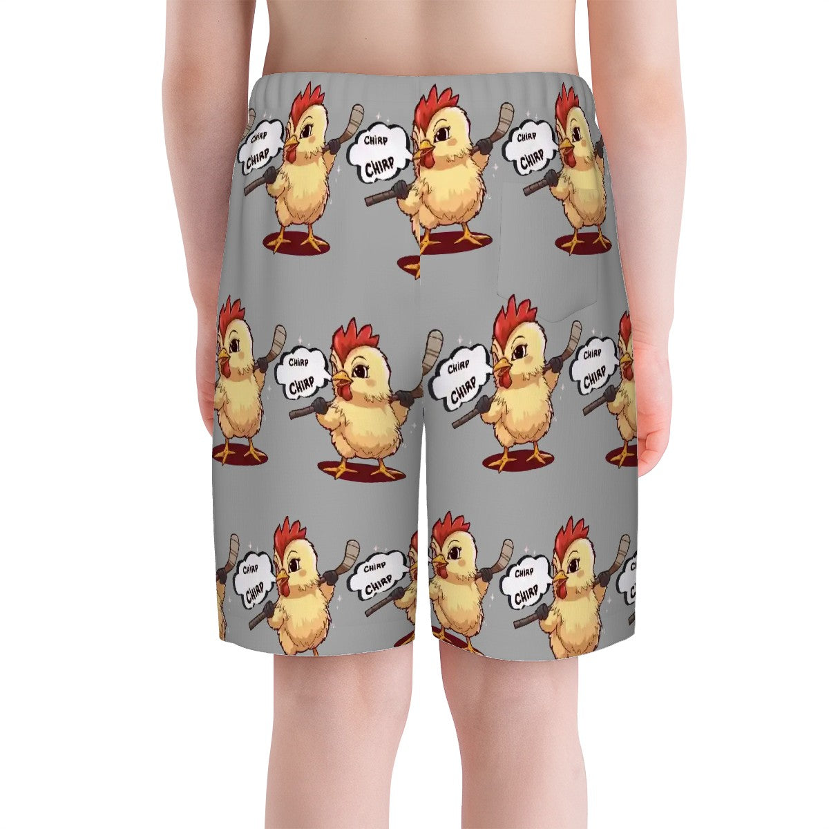 Youth Swim Shorts - Hockey Chirp Chirp Grey