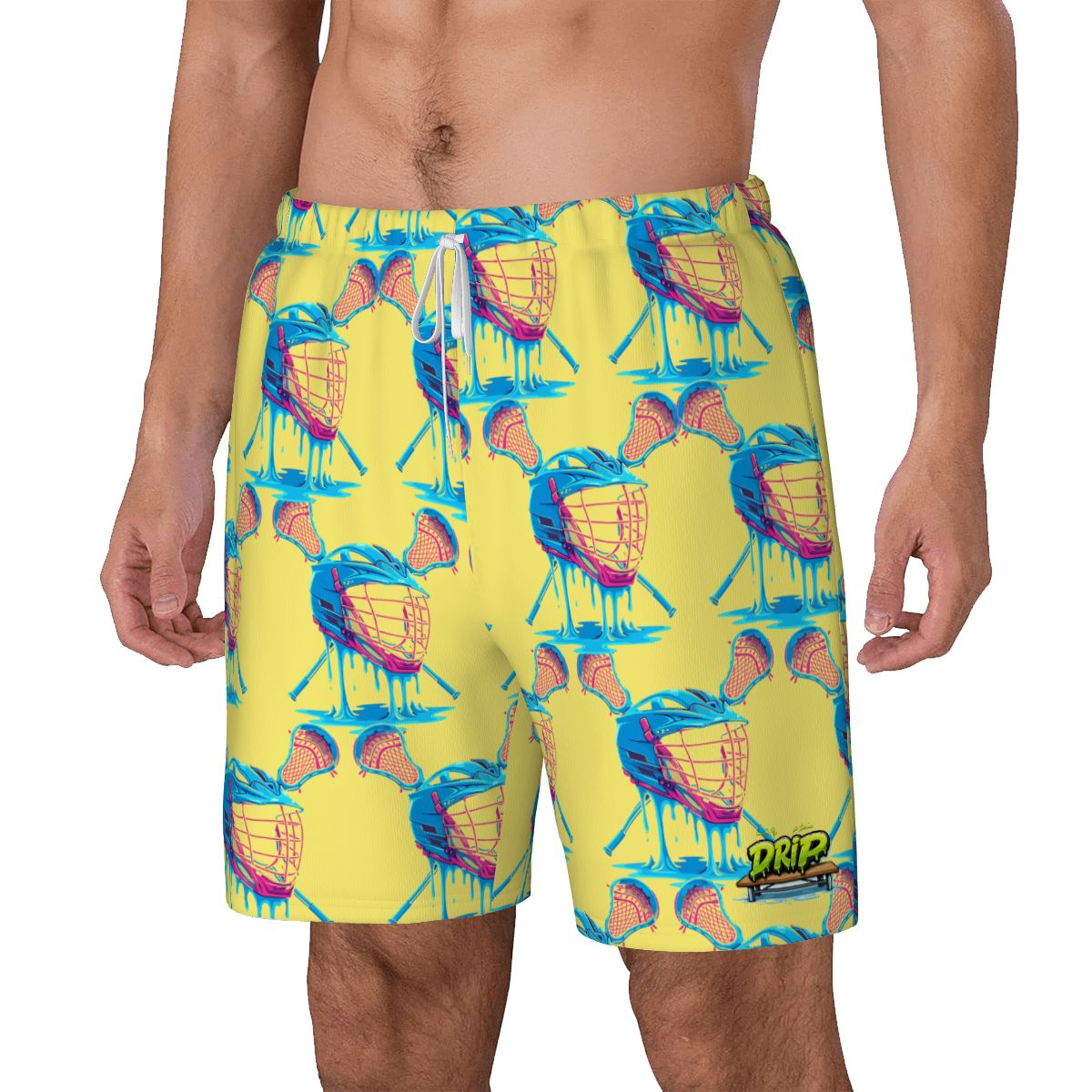 W2W Pro Mesh Hybrid Shorts - Lacrosse Helmet Sticks Yellow