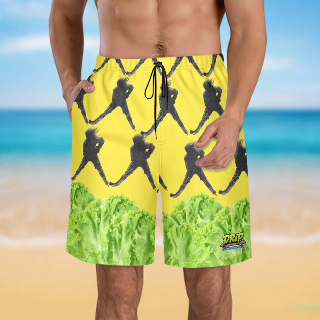 Men/Teen Swim Shorts - Lettuce Hockey Flo Yellow