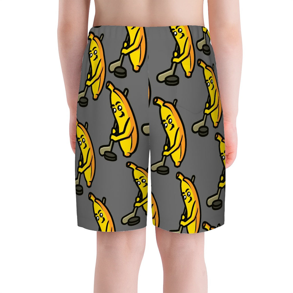 Youth Swim Shorts - Bananas for Hockey Grey