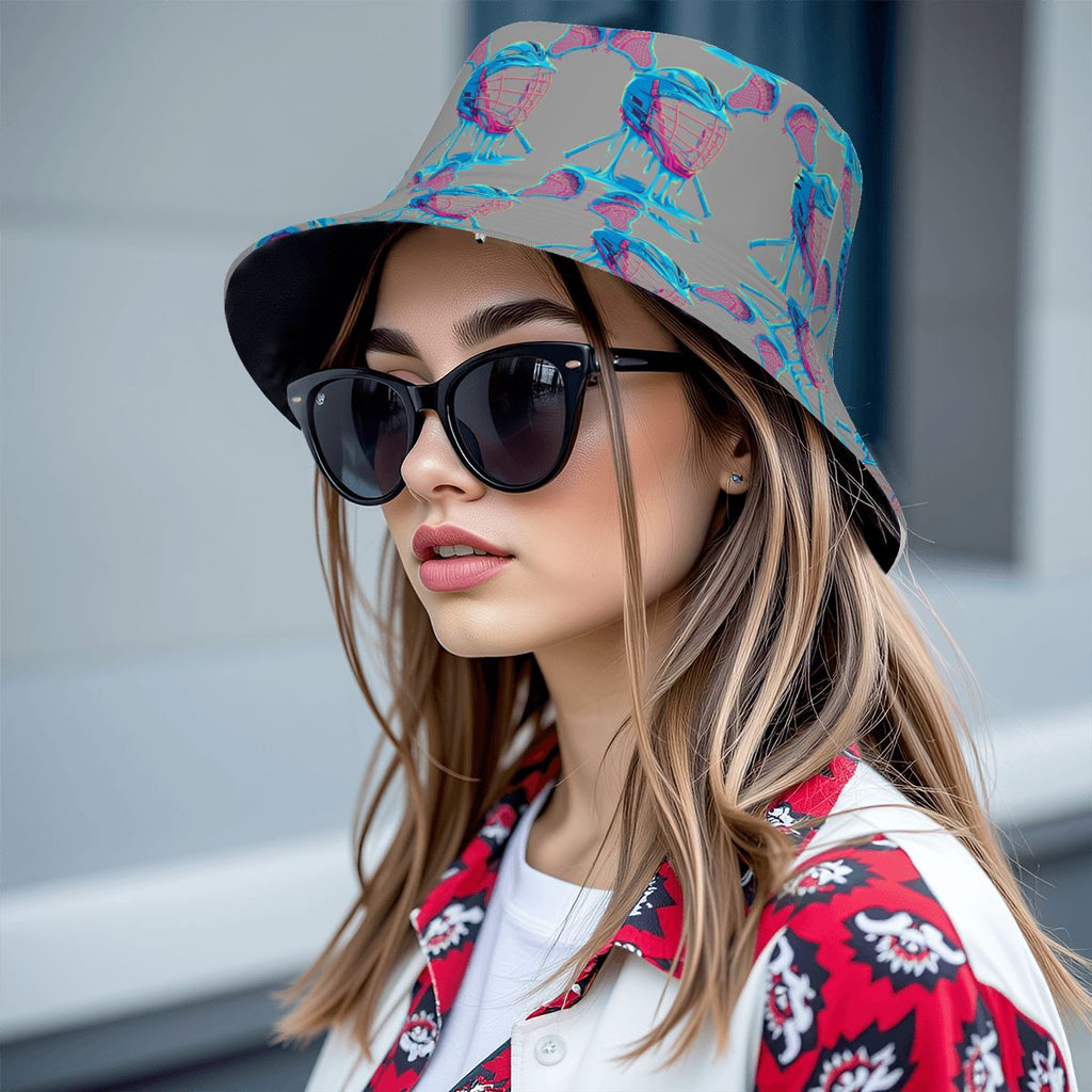 Drip Bucket Hat - Lacrosse Helmet Sticks Grey