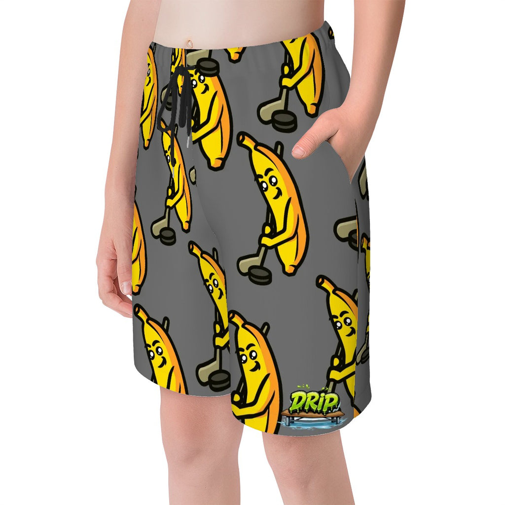 Youth Swim Shorts - Bananas for Hockey Grey
