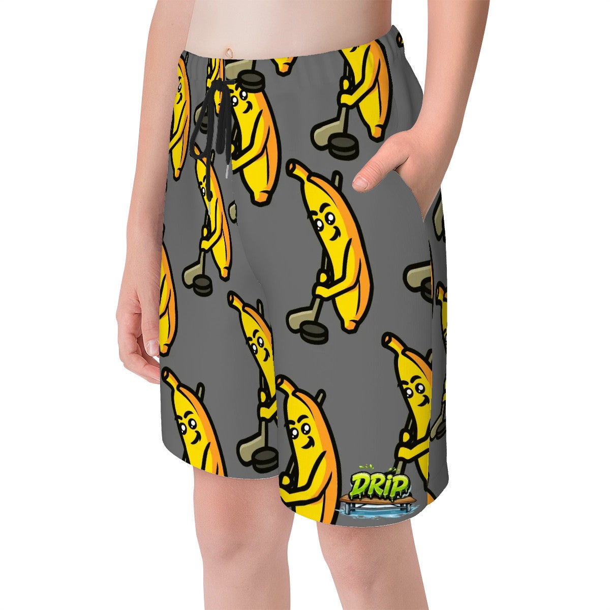 Youth Swim Shorts - Bananas for Hockey Grey