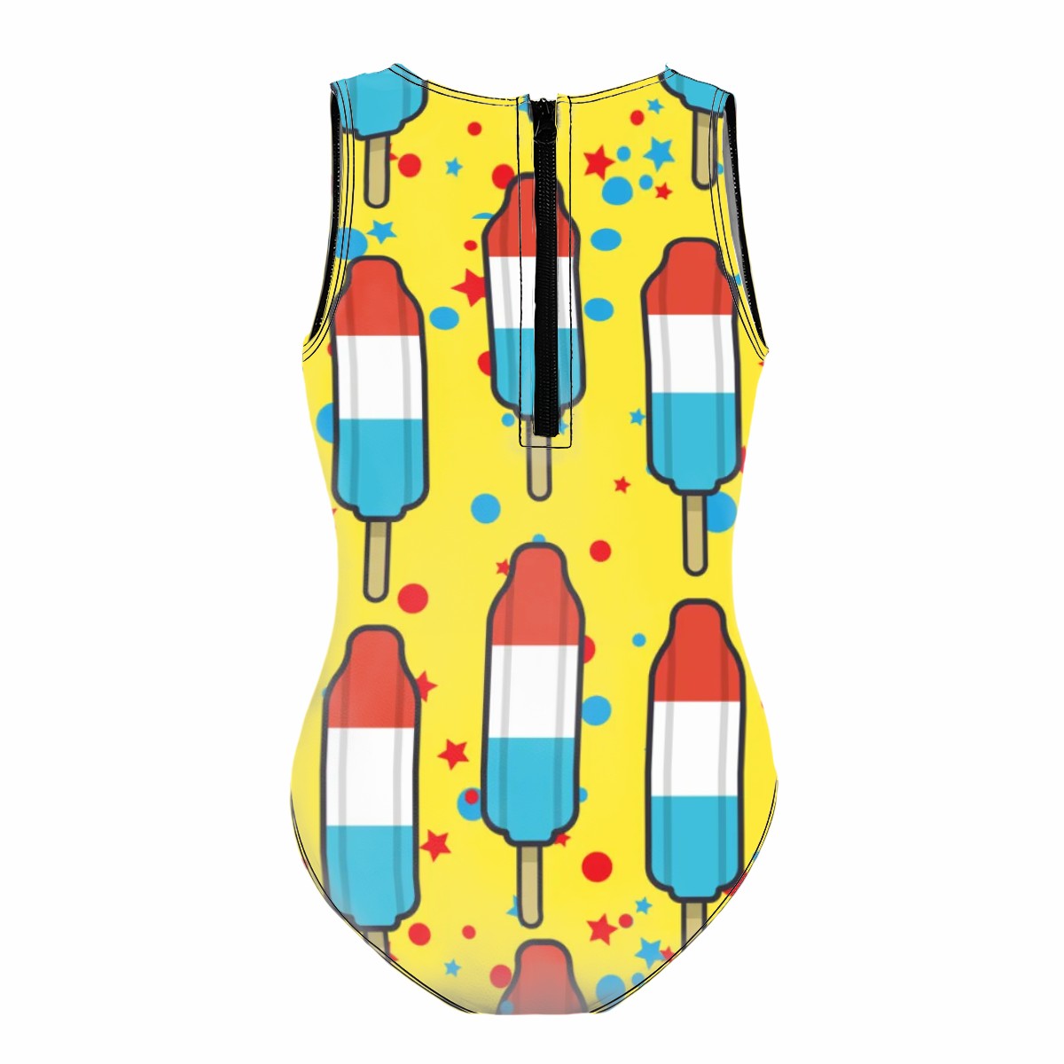 Girls One Piece Swimsuit - Red White and Blue Pop Yellow