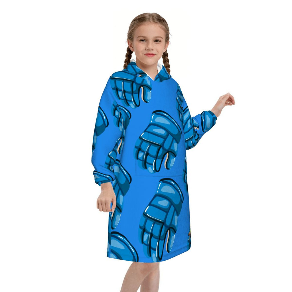 Youth Blanket Sweatshirt - Blue Hockey Gloves Classic Blue