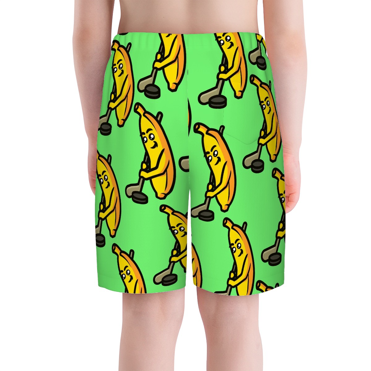 Youth Swim Shorts - Bananas for Hockey Hot Green