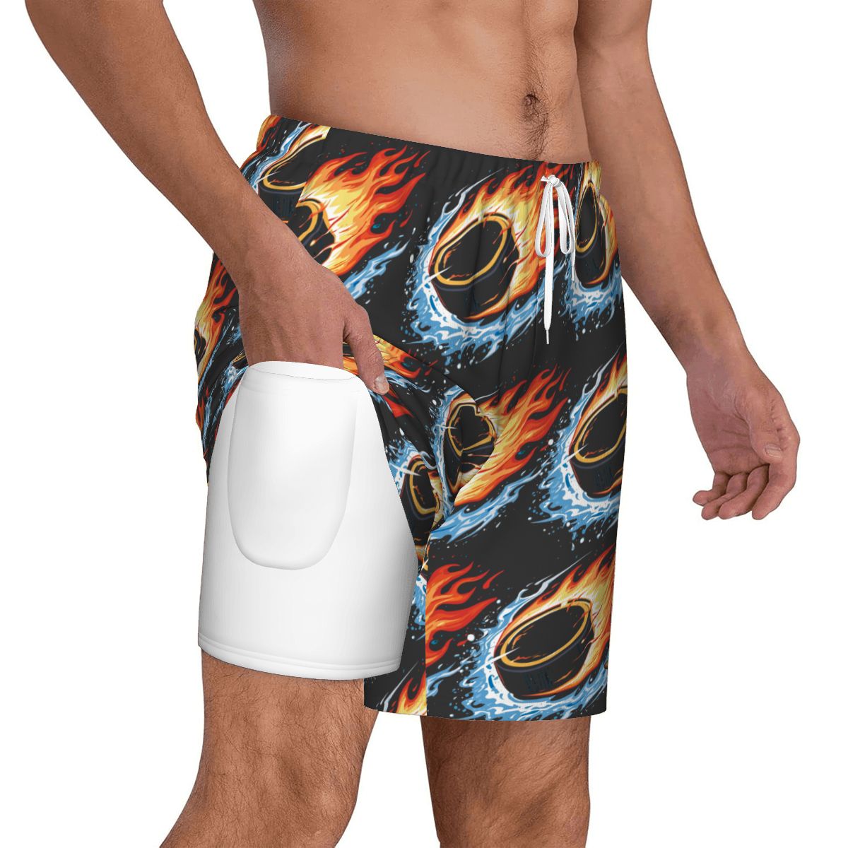 W2W Pro Mesh Hybrid Shorts - Flamin Hockey Pucks Charcoal