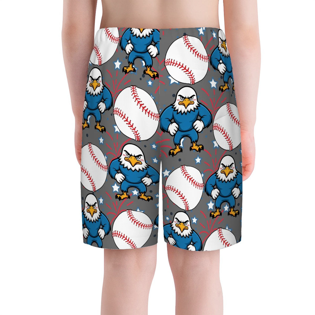 Youth Swim Shorts - Stars and Strikes Grey