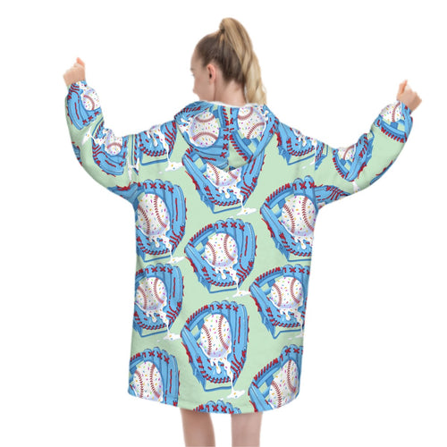 Adult Blanket Sweatshirt - Baseball Sprinkles Ice Cream Drip Pastel Green