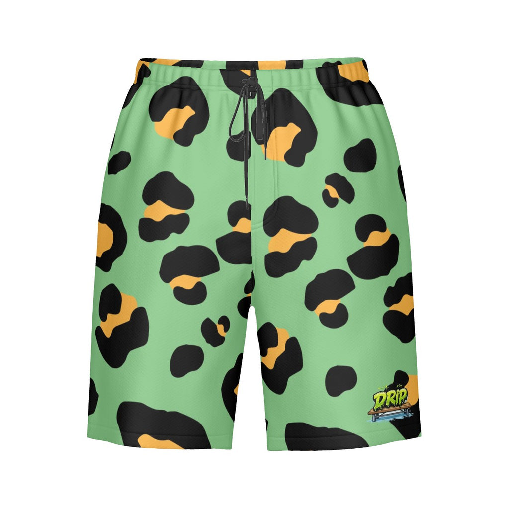Men/Teen Swim Shorts - Drip Bench Leopard Jungle Green