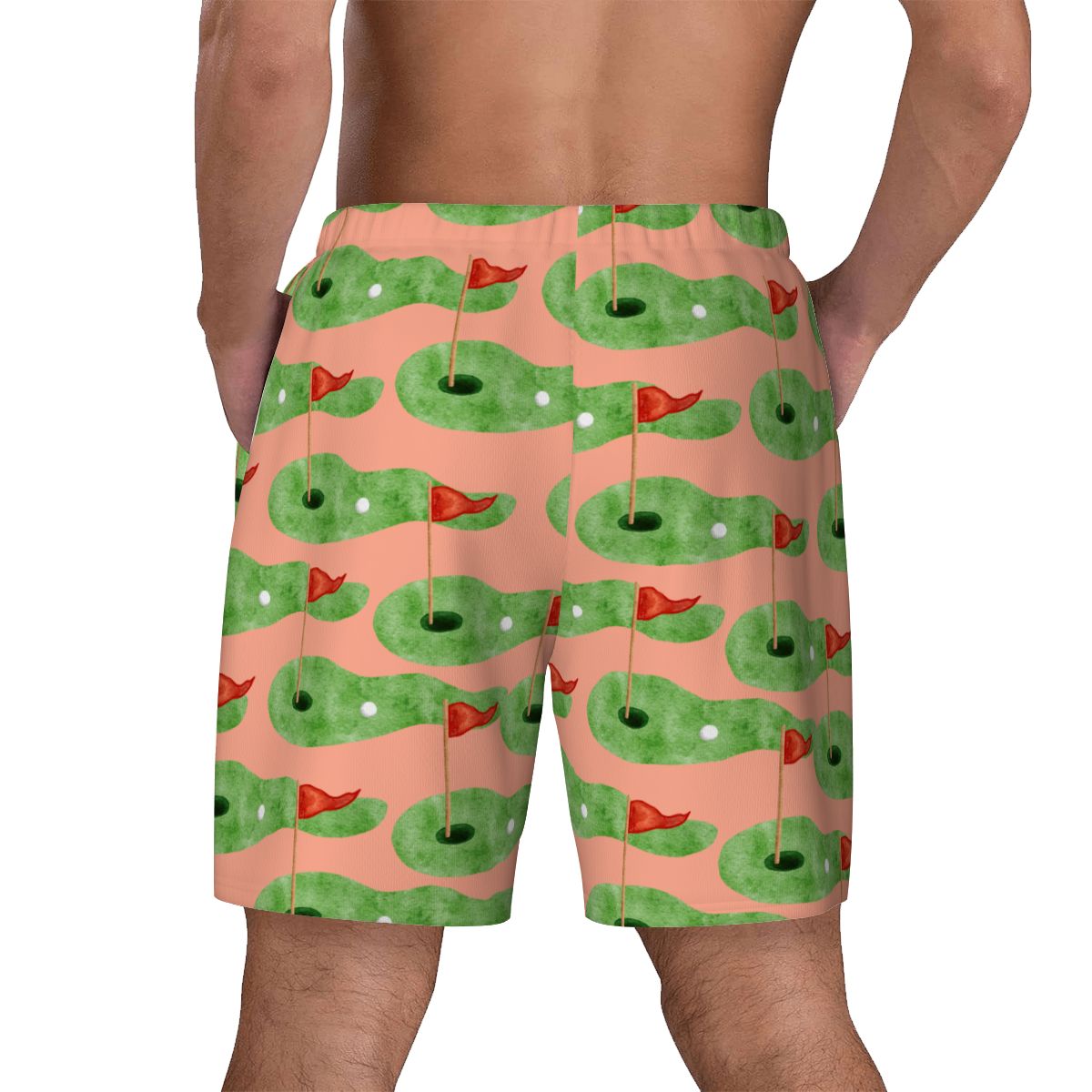 W2W Pro Mesh Hybrid Shorts - Green Hole Sketch Salmon