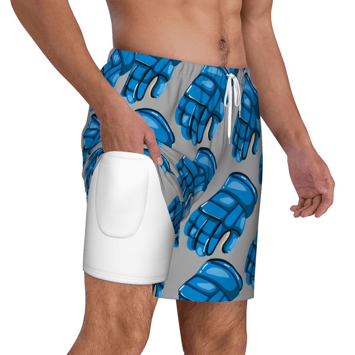 W2W Pro Mesh Hybrid Shorts - Blue Hockey Gloves Grey