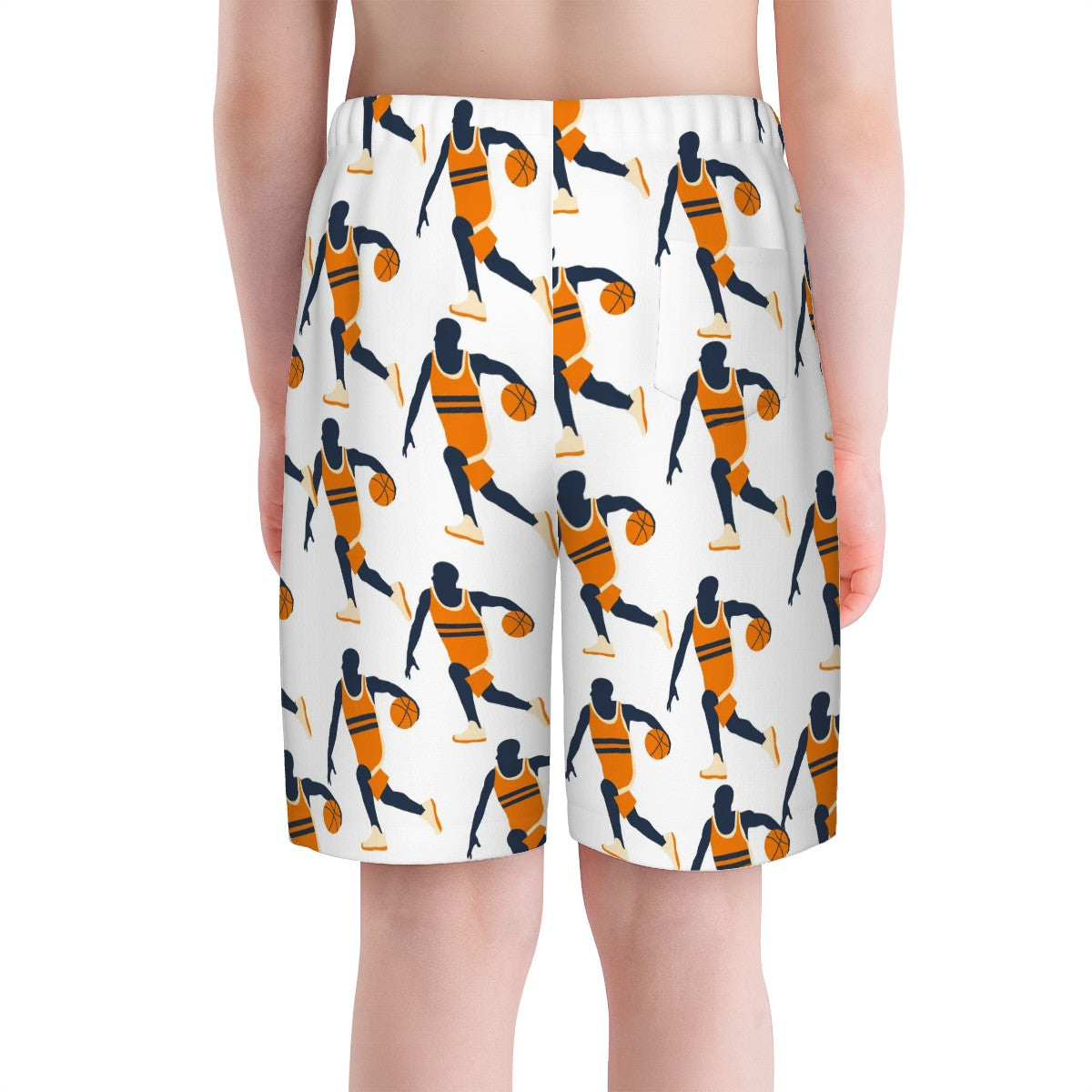 Youth Swim Shorts - Basketball Dribble White
