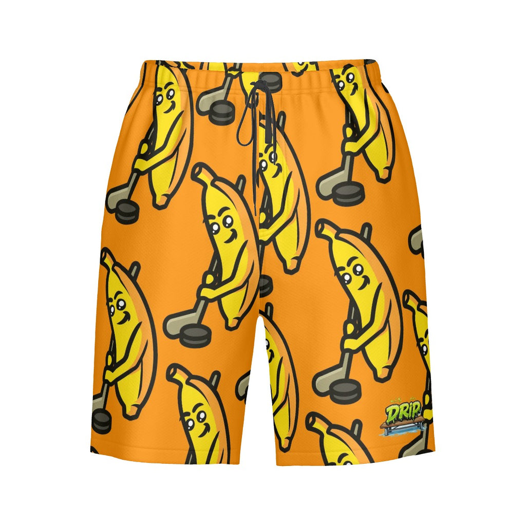 Men/Teen Swim Shorts - Bananas for Hockey Orange