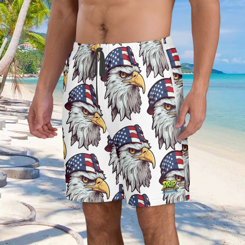 Men/Teen Swim Shorts - Eagles Fly White