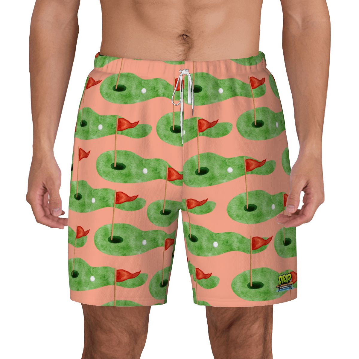 W2W Pro Mesh Hybrid Shorts - Green Hole Sketch Salmon