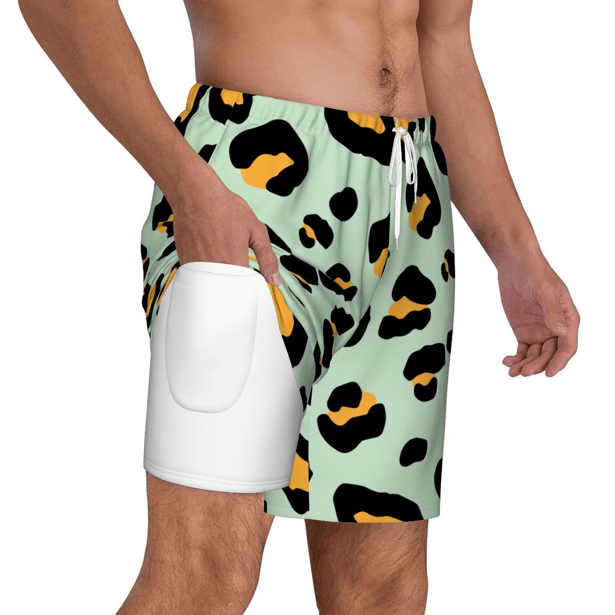 W2W Pro Mesh Hybrid Shorts - Drip Bench Leopard Light Green