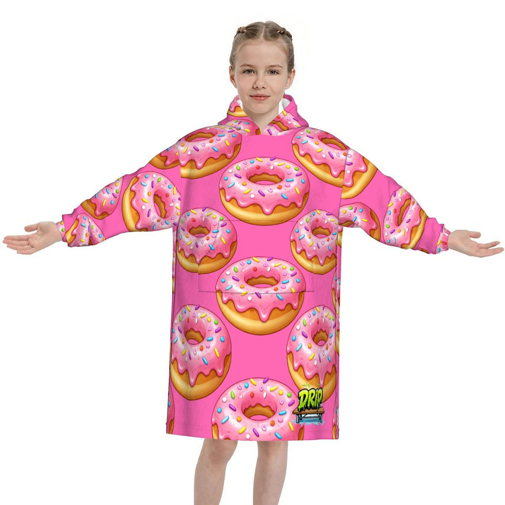 Youth Blanket Sweatshirt - Donut Drip Hot Pink
