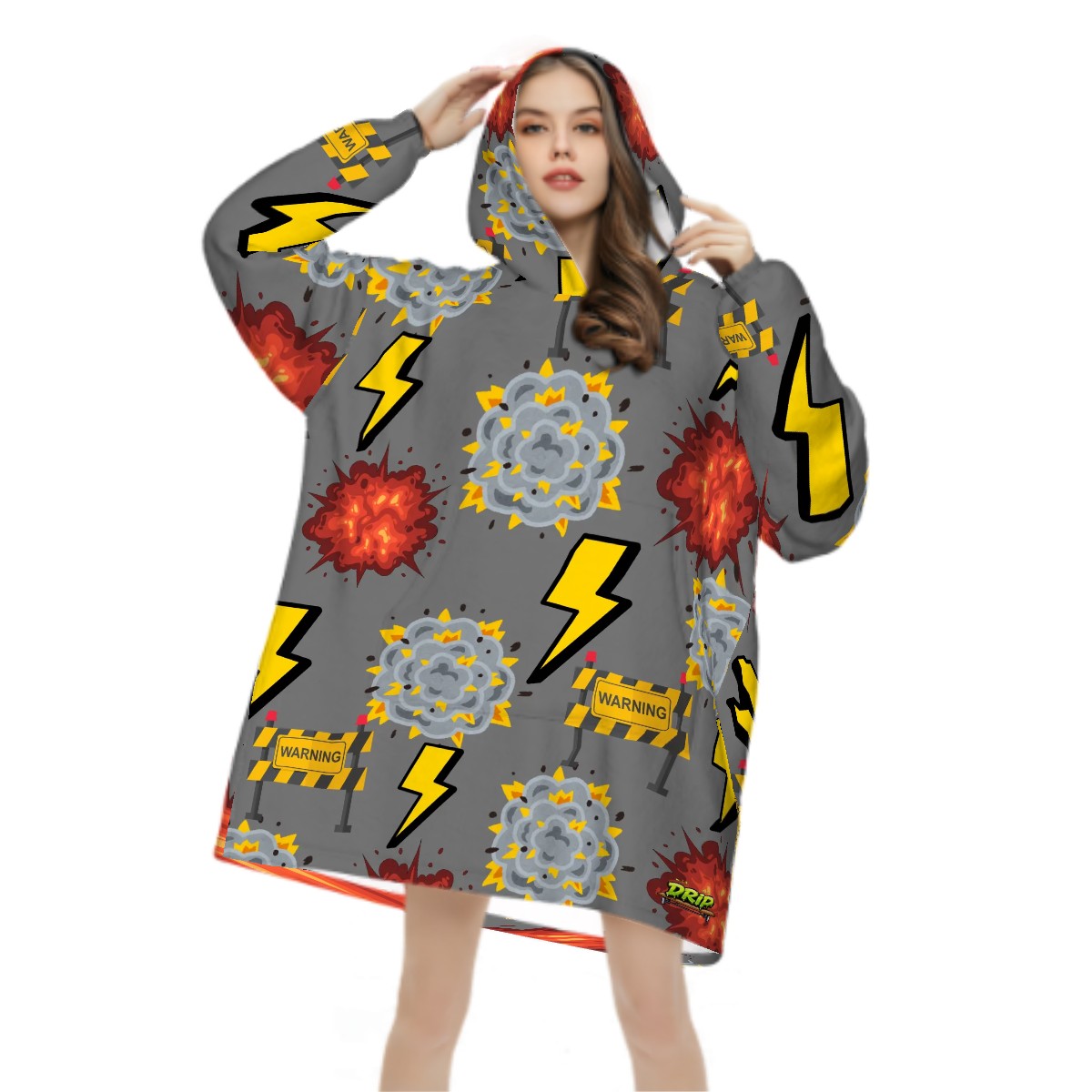 Adult Blanket Sweatshirt - I Come With a Warning Label Grey
