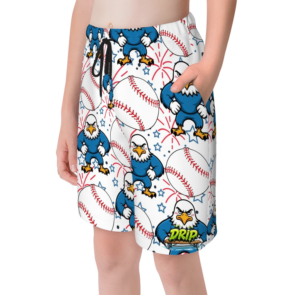 Youth Swim Shorts - Stars and Strikes White