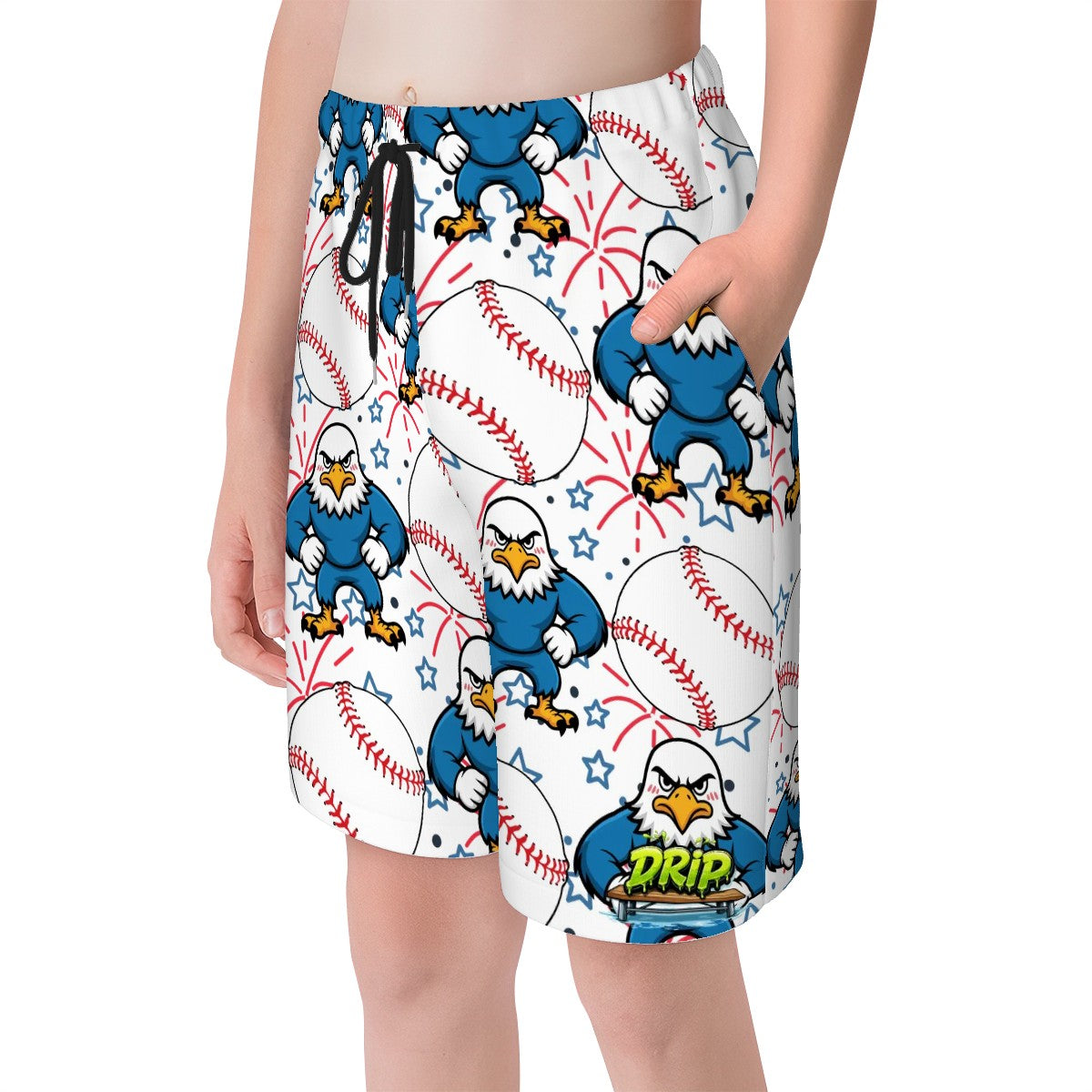 Youth Swim Shorts - Stars and Strikes White