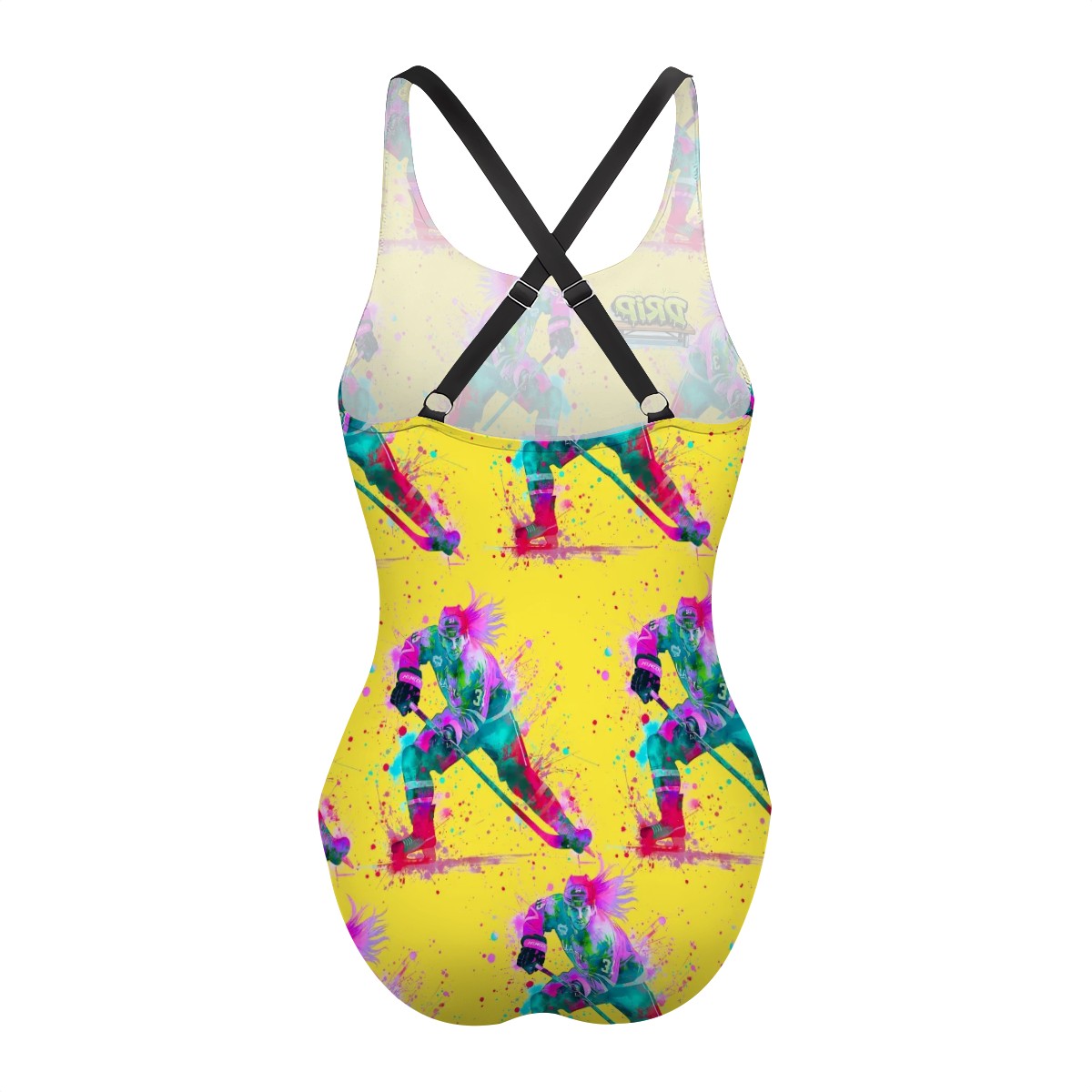 Cross-Back One Piece Swimsuit Women - Hockey Drip Flo Yellow