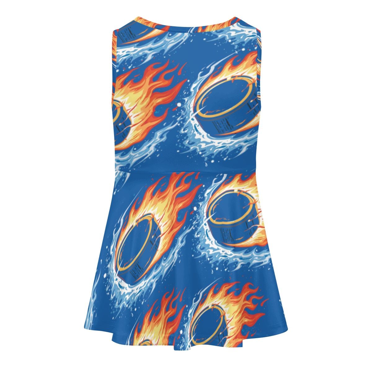 Girl's Game Day Dress - Flamin Hockey Pucks Dark Blue