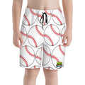 Youth Swim Shorts - Classic Baseball White