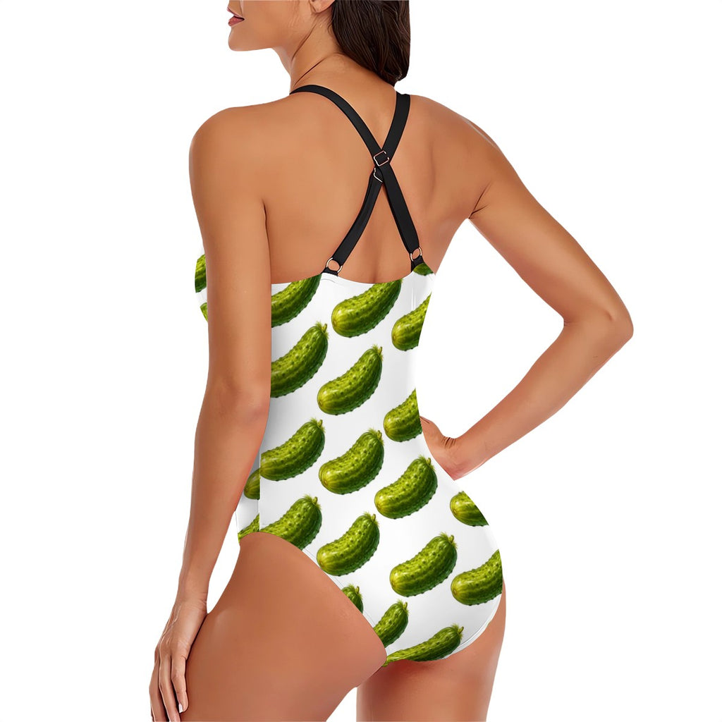 Cross-Back One Piece Swimsuit Women - Drip Bench Pickled White