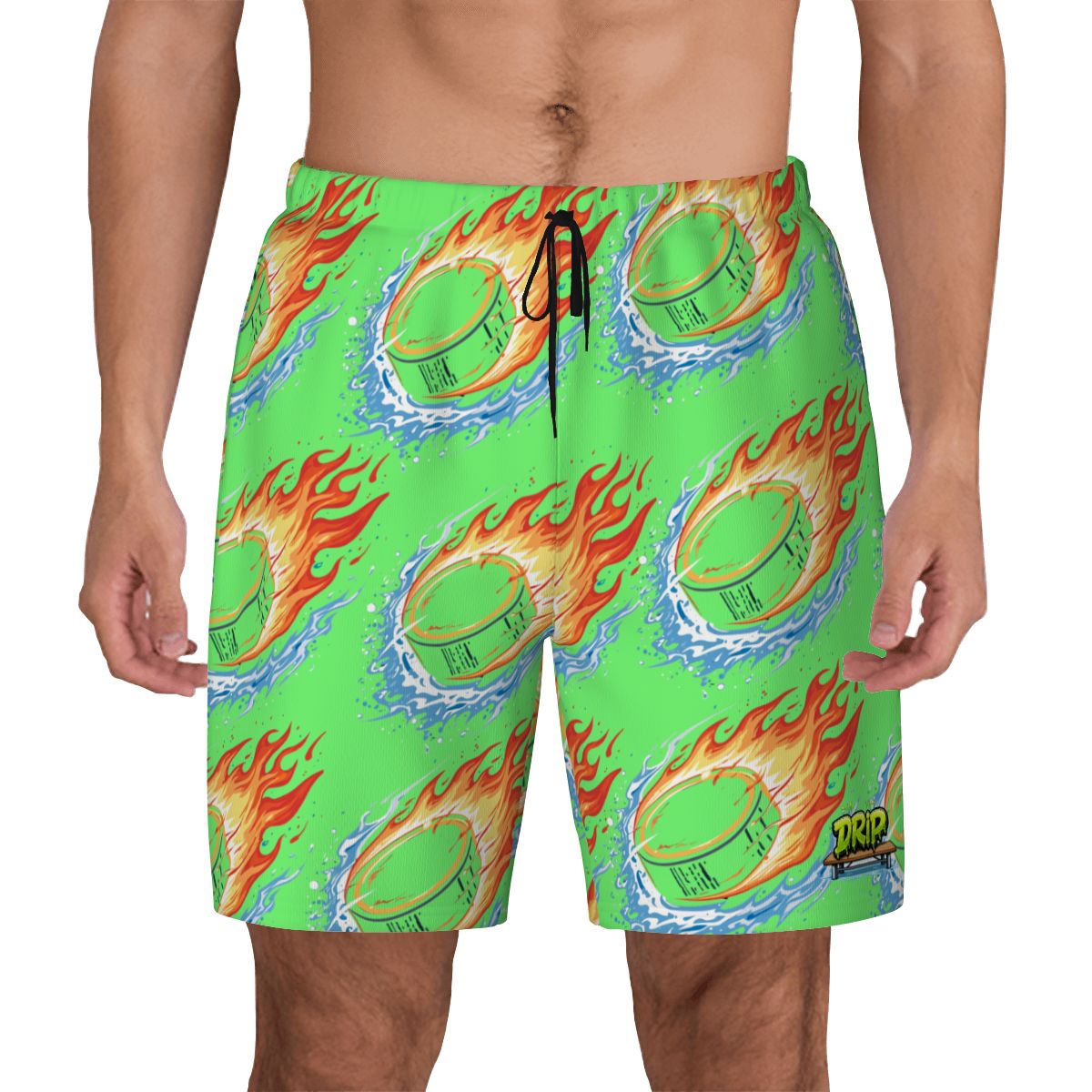 W2W Pro Mesh Hybrid Shorts - Flamin Hockey Pucks Hot Green