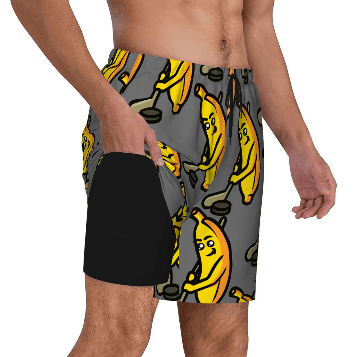 W2W Pro Mesh Hybrid Shorts - Bananas for Hockey Dark Grey