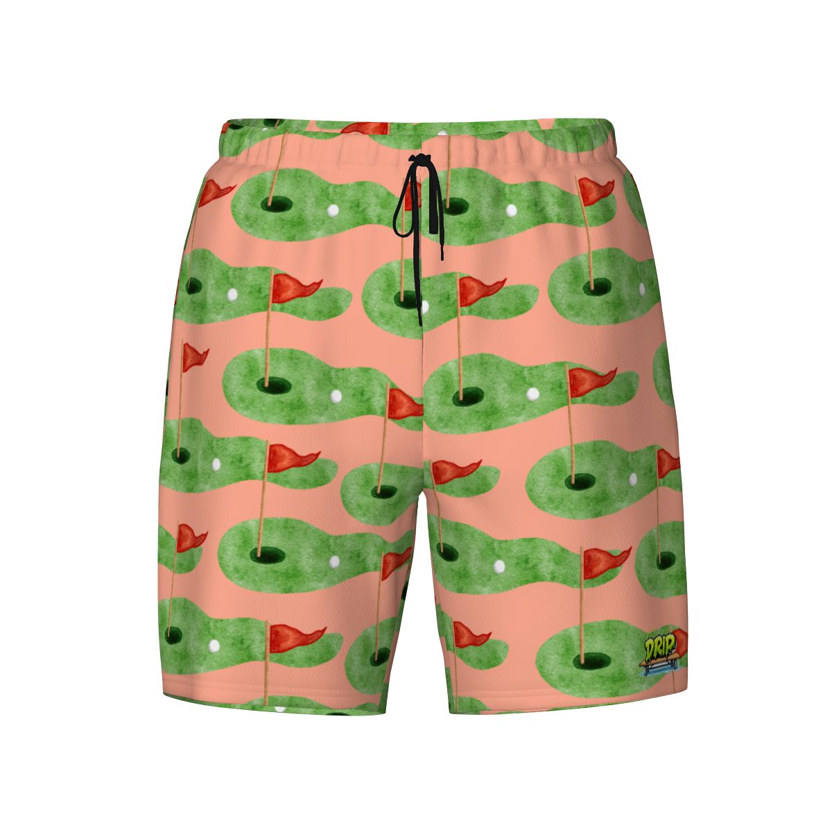 W2W Pro Mesh Hybrid Shorts - Green Hole Sketch Salmon