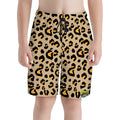 Youth Swim Shorts - Drip Bench Leopard Khaki Brown