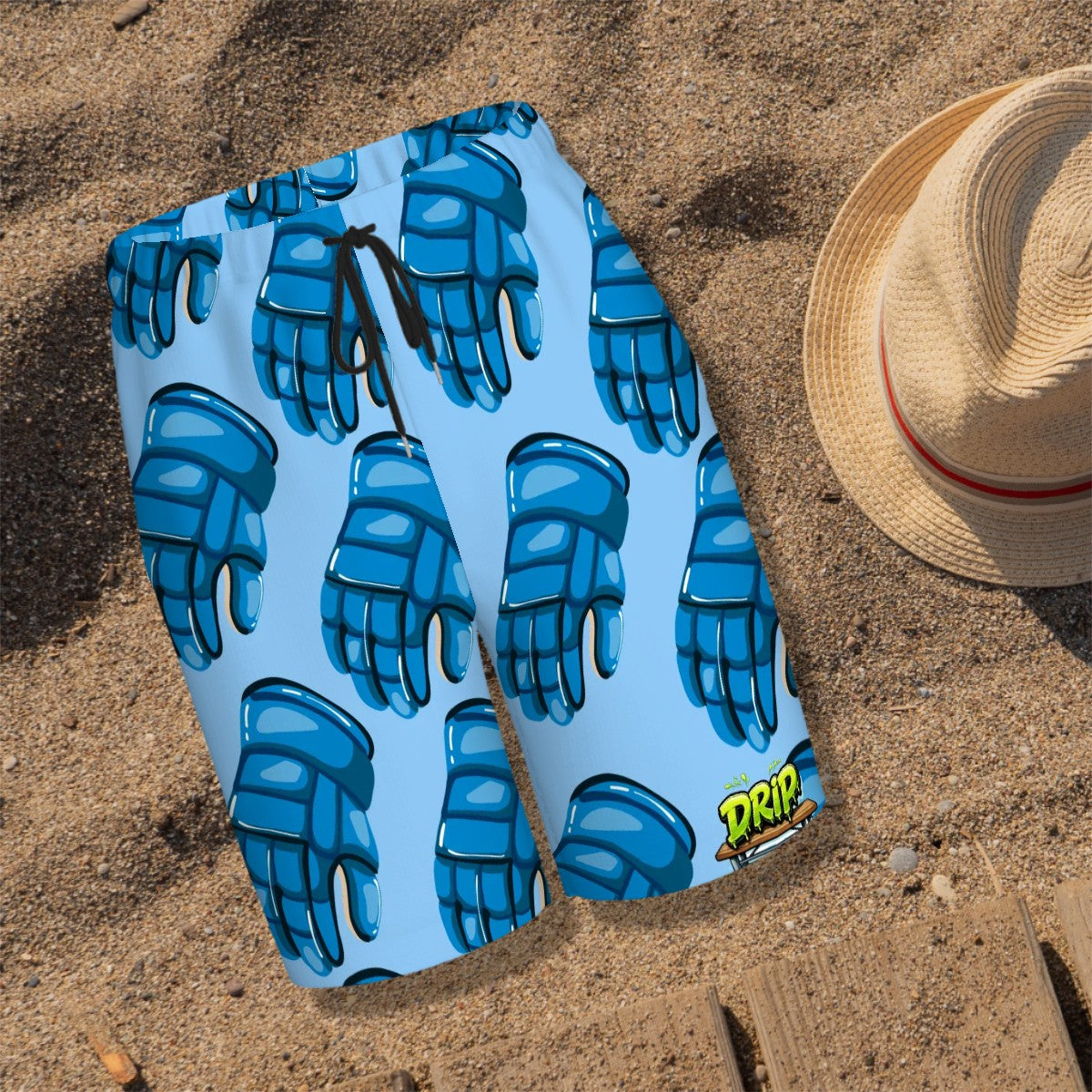 Youth Swim Shorts - Blue Hockey Gloves Ice Blue