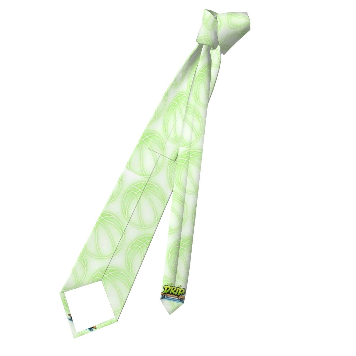 Game Day Tie - Neon Green Basketballs White