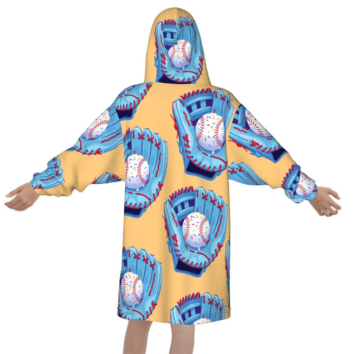 Youth Blanket Sweatshirt - Baseball Sprinkles Drip Sherbert Orange