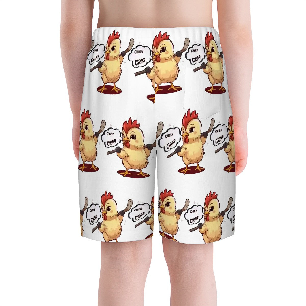Youth Swim Shorts - Hockey Chirp Chirp White